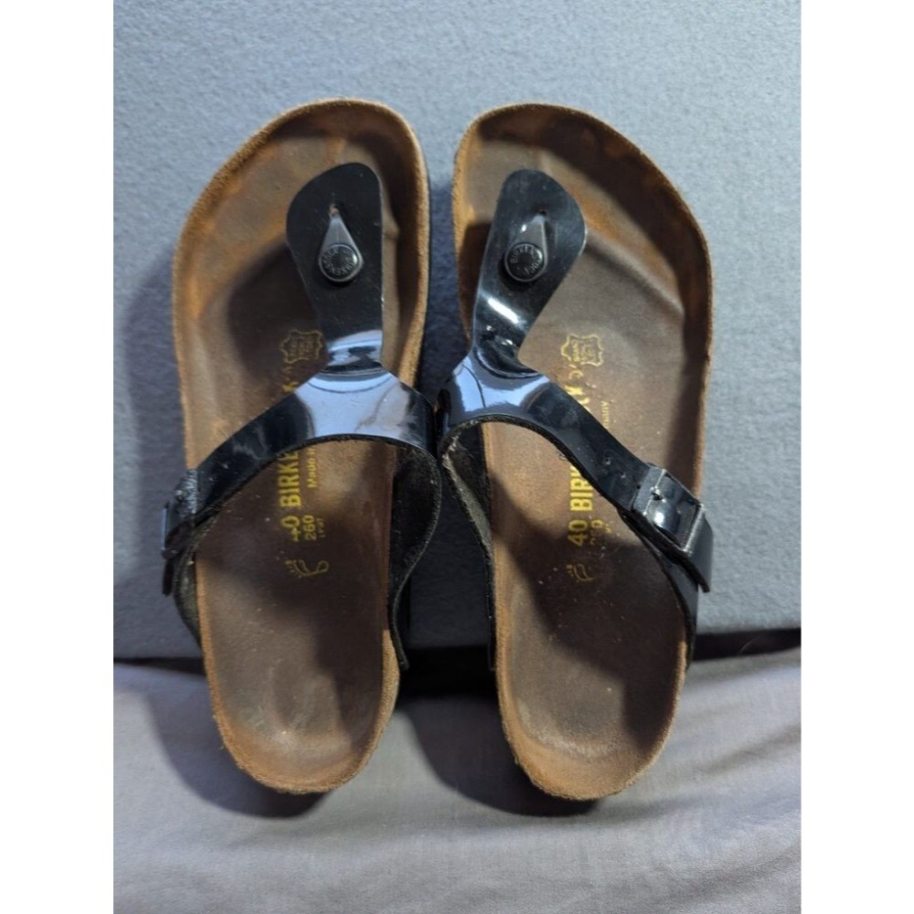 Birkenstock Gizeh Thong Sandals Black Patent Leather Women's Size 40 EU